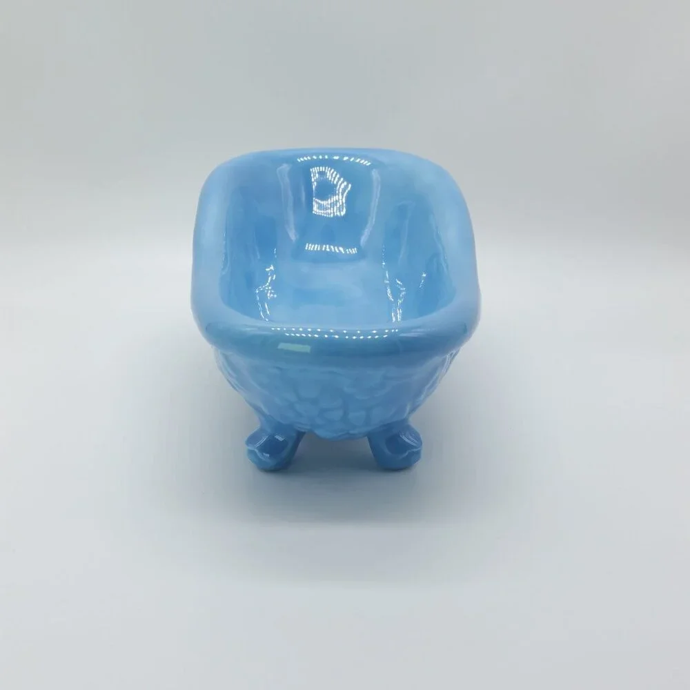 Vintage Arnel 1975 Footed Blue Floral Bathtub Soap Dish